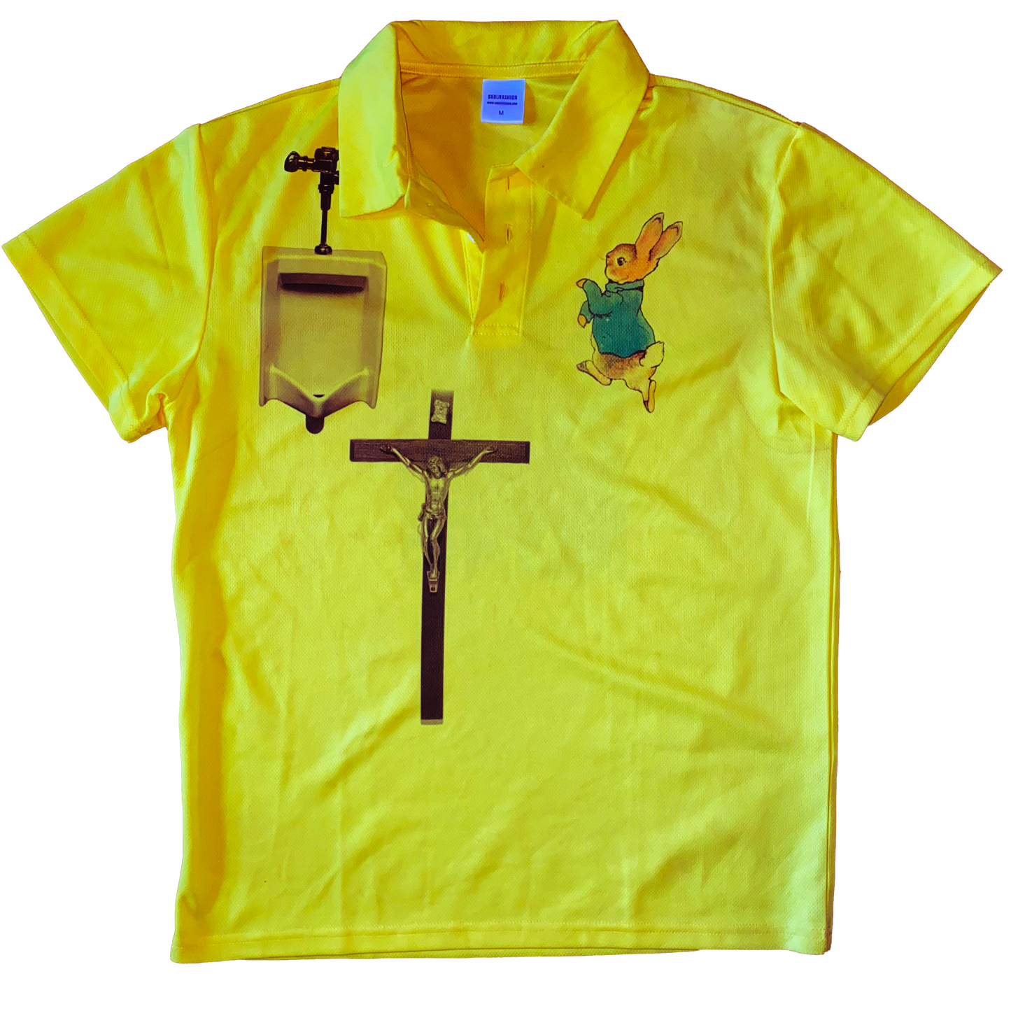 urinal christ rabbit yellow polo