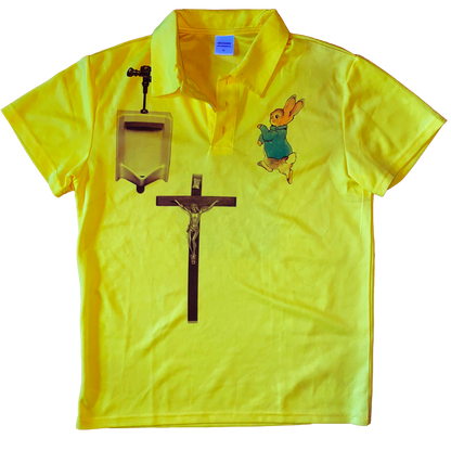 urinal christ rabbit yellow polo