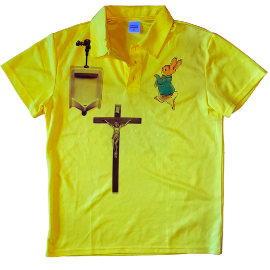 urinal christ rabbit yellow polo